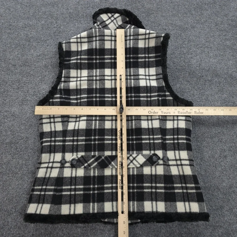 Woolrich Vest Womens Small Black White Moccasin Plaid Wool Fleece Lined Outdoors - Picture 10 of 12